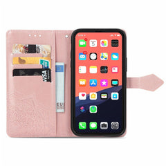 PU Leather Stand Case Wallet Cover with Embossed Mandala Flower for iPhone 13 mini 5.4 inch - TechGearPal