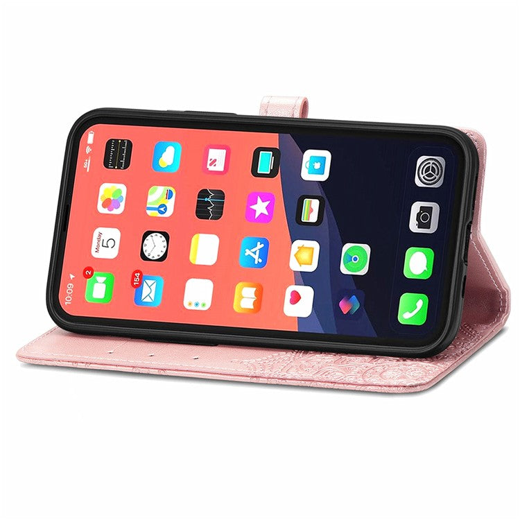 PU Leather Stand Case Wallet Cover with Embossed Mandala Flower for iPhone 13 mini 5.4 inch - TechGearPal