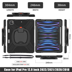 Magnetic-Absorbed Pen Slot Design Hybrid Tablet Cover with 360° Swivel Kickstand Case for iPad Pro 12.9 inch (2022) / (2021) / (2020) / (2018)