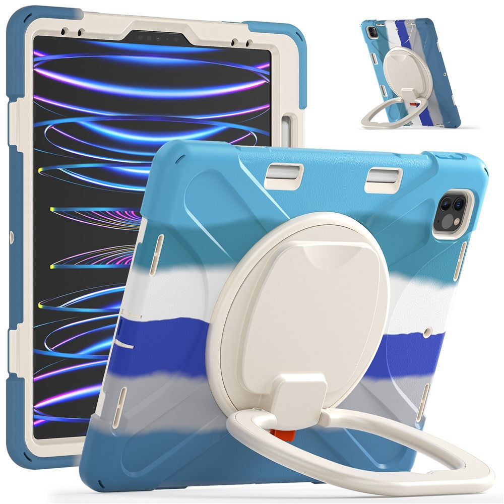 Magnetic-Absorbed Pen Slot Design Hybrid Tablet Cover with 360° Swivel Kickstand Case for iPad Pro 12.9 inch (2022) / (2021) / (2020) / (2018)
