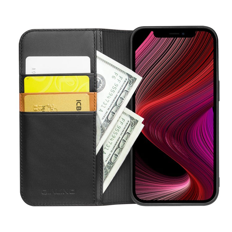 QIALINO Top Layer Cowhide Leather Full Protection Stand Wallet Design Phone Cover Protector for iPhone 13 mini 5.4 inch - TechGearPal