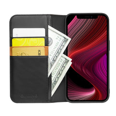 QIALINO Top Layer Cowhide Leather Full Protection Stand Wallet Design Phone Cover Protector for iPhone 13 mini 5.4 inch - TechGearPal