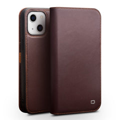 QIALINO Top Layer Cowhide Leather Full Protection Stand Wallet Design Phone Cover Protector for iPhone 13 mini 5.4 inch - TechGearPal