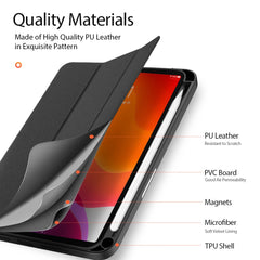 DUX DUCIS Domo Series Auto Wake / Sleep Leather Tri-Fold Stand Tablet Case with Pen Holder for iPad mini (2024) / mini (2021)
