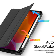 DUX DUCIS Domo Series Auto Wake / Sleep Leather Tri-Fold Stand Tablet Case with Pen Holder for iPad mini (2024) / mini (2021)