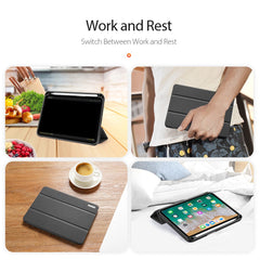 DUX DUCIS Domo Series Auto Wake / Sleep Leather Tri-Fold Stand Tablet Case with Pen Holder for iPad mini (2024) / mini (2021)
