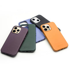 QIALINO Cowhide Leather Coated Protective Phone Case Shell Compatible with MagSafe Charging for iPhone 13 Pro Max 6.7 inc - TechGearPal