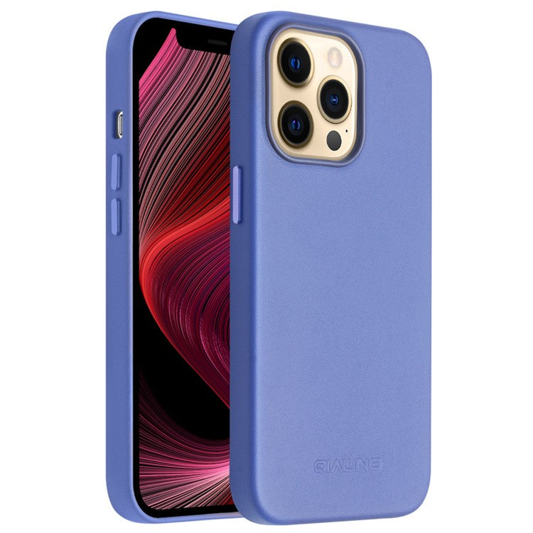 QIALINO Cowhide Leather Coated Protective Phone Case Shell Compatible with MagSafe Charging for iPhone 13 Pro Max 6.7 inc - TechGearPal