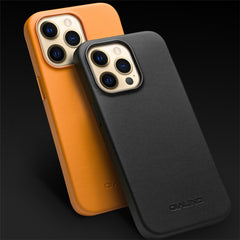 QIALINO Cowhide Leather Coated Protective Phone Case Shell Compatible with MagSafe Charging for iPhone 13 Pro Max 6.7 inc - TechGearPal