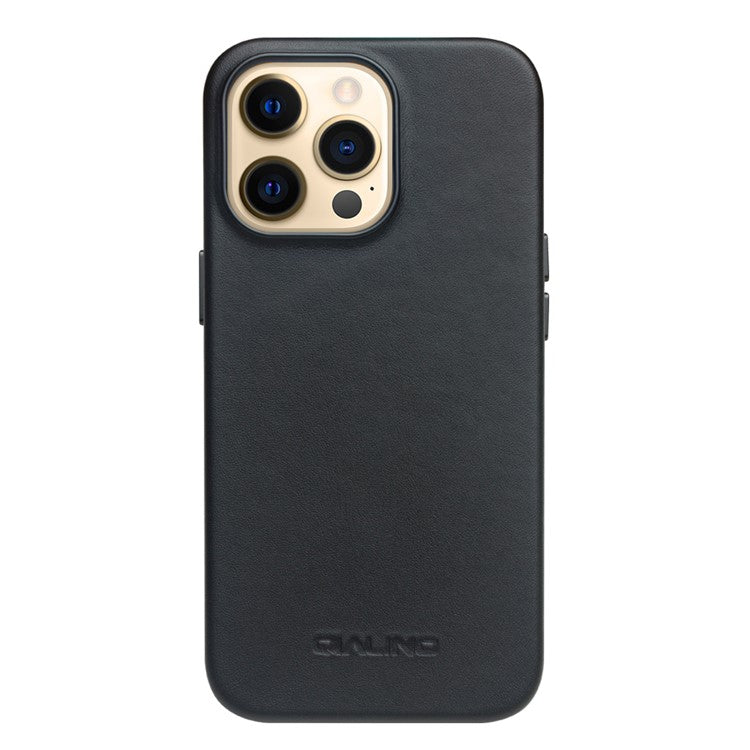 QIALINO Cowhide Leather Coated Protective Phone Case Shell Compatible with MagSafe Charging for iPhone 13 Pro Max 6.7 inc - TechGearPal