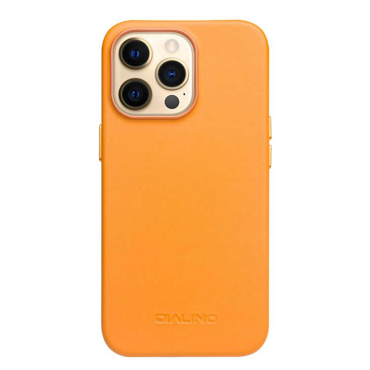 QIALINO Cowhide Leather Coated Protective Phone Case Shell Compatible with MagSafe Charging for iPhone 13 Pro Max 6.7 inc - TechGearPal