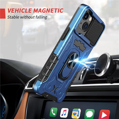 Full Protection Hard PC + TPU Hybrid Phone Case +Tempered Glass Film with Kickstand for iPhone 13 6.1 inc - TechGearPal