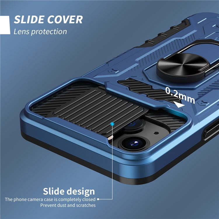 Full Protection Hard PC + TPU Hybrid Phone Case +Tempered Glass Film with Kickstand for iPhone 13 6.1 inc - TechGearPal