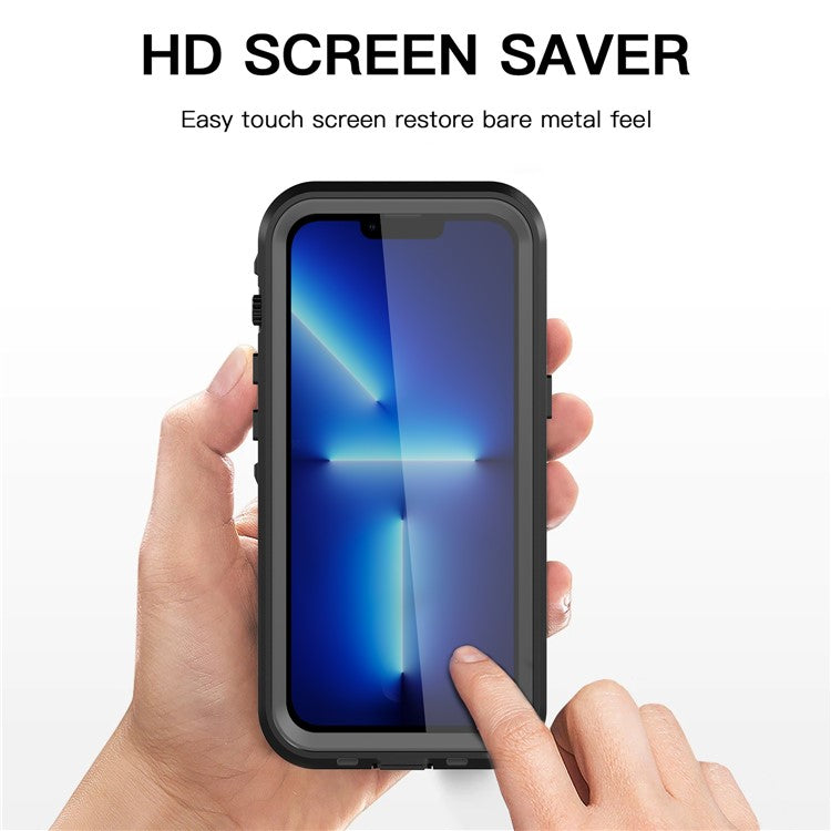 REDPEPPER Dot+ Series Anti-Fall Transparent Back IP68 Waterproof IP6X Dustproof Hybrid Phone Case for iPhone 13 Pro 6.1 inc - TechGearPal