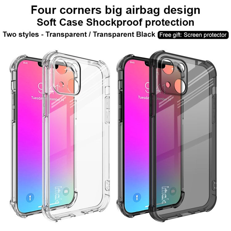 IMAK Four-Corner Airbag Armor Shockproof Anti-Scratch Soft TPU Phone Case with Screen Protector for iPhone 13 mini 5.4 inch - TechGearPal