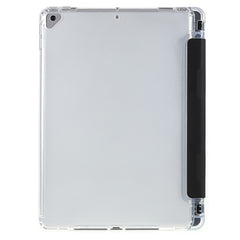 TOTU AA-166 Tri-fold Stand Auto Wake/Sleep Pencil Holder Flip Clear Back Design PU Leather + TPU Case for iPad 10.2 (2019)/(2020)/(2021)