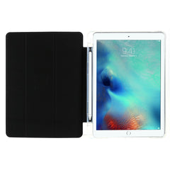 TOTU AA-166 Tri-fold Stand Auto Wake/Sleep Pencil Holder Flip Clear Back Design PU Leather + TPU Case for iPad 10.2 (2019)/(2020)/(2021)