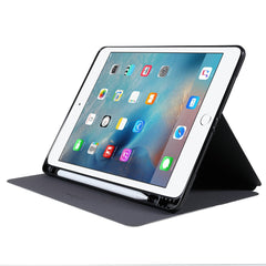 Étui de protection intelligent en cuir PU avec support en fibre de carbone et porte-crayon pour iPad 9,7 pouces (2017)/(2018) / Air (2013)/Air 2 / iPad Pro 9,7 pouces (2016) 