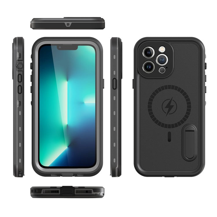 REDPEPPER Kickstand PC+TPU Shockproof IP68 Waterproof Case with Lanyard for iPhone 13 Pro Max 6.7 inch Compatible with Magsafe Magnetic Chargin - TechGearPal