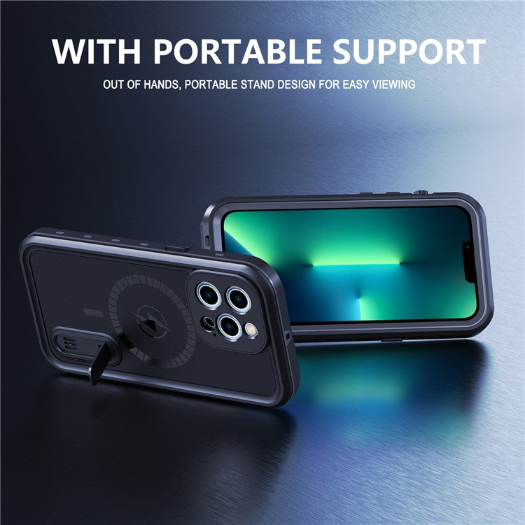REDPEPPER Kickstand PC+TPU Shockproof IP68 Waterproof Case with Lanyard for iPhone 13 Pro Max 6.7 inch Compatible with Magsafe Magnetic Chargin - TechGearPal
