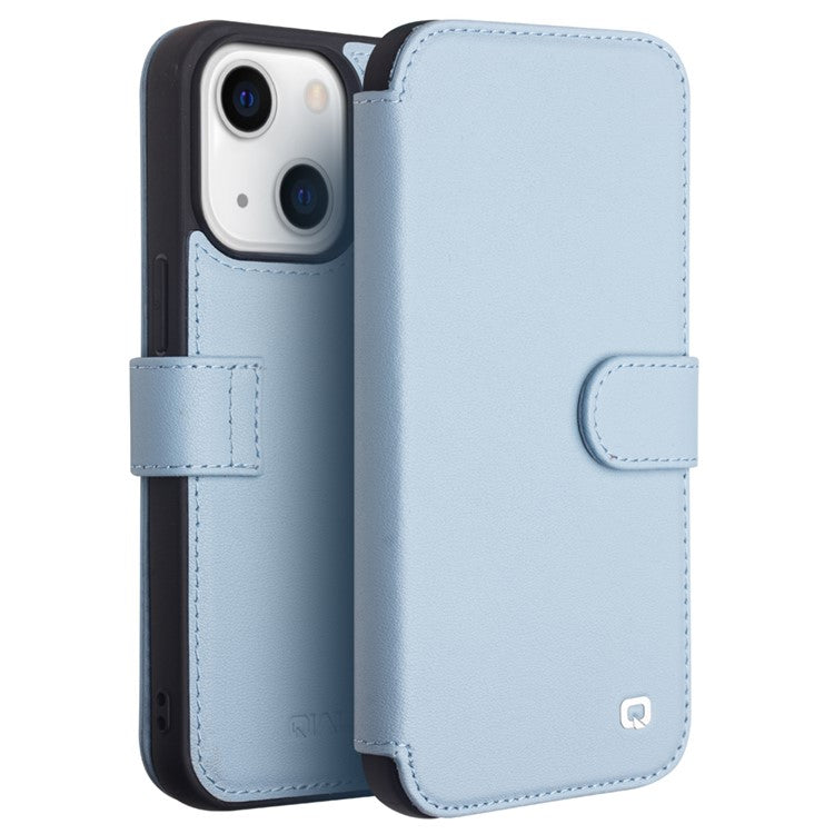 QIALINO Genuine Cowhide Leather Wallet Protective Phone Case Cover for iPhone 13 mini 5.4 inc - TechGearPal