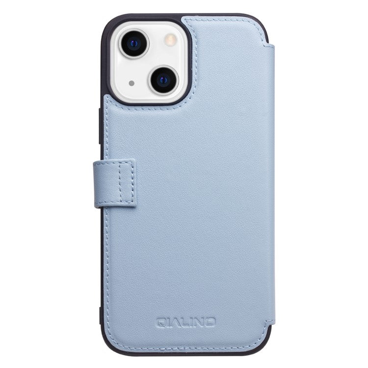 QIALINO Genuine Cowhide Leather Wallet Protective Phone Case Cover for iPhone 13 mini 5.4 inc - TechGearPal