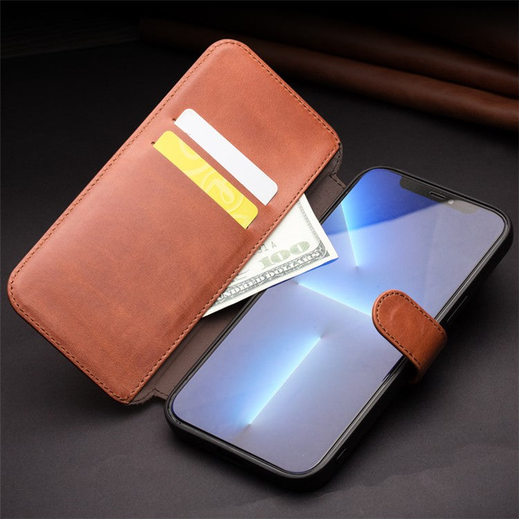 QIALINO Genuine Cowhide Leather Wallet Protective Phone Case Cover for iPhone 13 mini 5.4 inc - TechGearPal