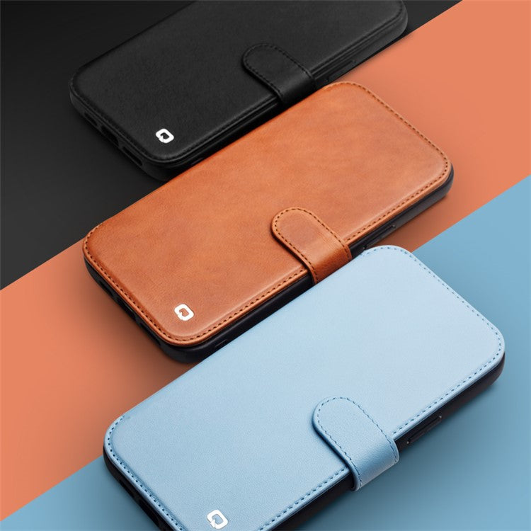 QIALINO Genuine Cowhide Leather Wallet Protective Phone Case Cover for iPhone 13 mini 5.4 inc - TechGearPal