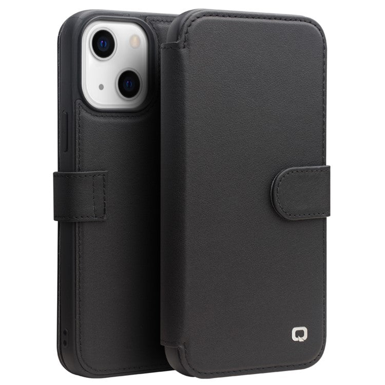 QIALINO Genuine Cowhide Leather Wallet Protective Phone Case Cover for iPhone 13 mini 5.4 inc - TechGearPal