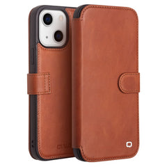QIALINO Genuine Cowhide Leather Wallet Protective Phone Case Cover for iPhone 13 mini 5.4 inc - TechGearPal