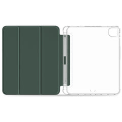 Anti-drop Trifold Stand Protective Cover Shockproof Transparent Tablet Case with Pencil Holder for iPad Pro 12.9-inch (2021)
