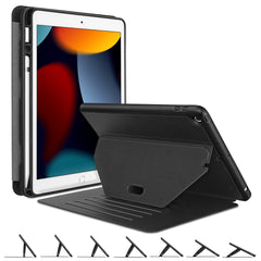 ESR Sentry Multi-Angle Viewing Stand Case for iPad 10.2 (2021)/(2020)/(2019), PU Leather+PC+TPU Magnetic Tablet Cover with Pencil Holder