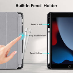 ESR Rebound Series Trifold Stand Smart Case for iPad 10.2 (2021)/(2020)/(2019), PU Leather+Soft TPU Back Shockproof Cover with Pen Holder