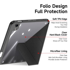 DUX DUCIS Magi Protective Case for iPad mini (2024) / mini (2021) Detachable 2-in-1 Leather+PC+TPU Auto Wake  /  Sleep Function Tablet Cover with V-Fold Stand