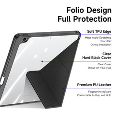 DUX DUCIS Magi Étui de protection pour iPad 10.2 (2019) / (2020) / (2021) Support pliable en V Anti-rayures Cuir + PC + TPU Housse de tablette Support Réveil / Veille automatique 