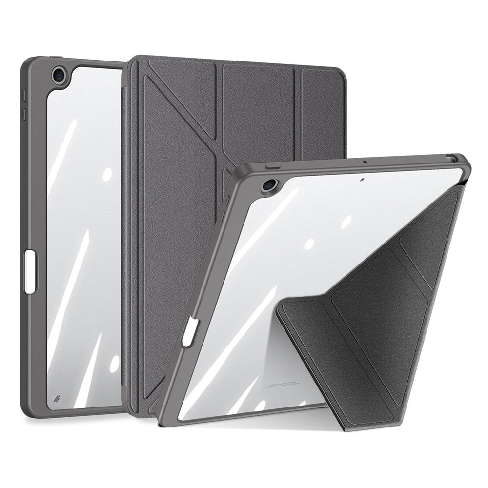 DUX DUCIS Magi Étui de protection pour iPad 10.2 (2019) / (2020) / (2021) Support pliable en V Anti-rayures Cuir + PC + TPU Housse de tablette Support Réveil / Veille automatique 