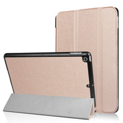 For iPad 9.7 (2018) / 9.7 (2017) Tri-fold Stand Lightweight Full Protection Smart Leather Tablet Case Cover