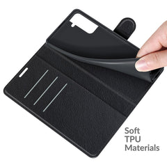 Stoßfeste Litchi-Textur PU-Leder-Brieftaschenhülle Magnetverschluss Schutzständer Flip-Telefonabdeckung Für Samsung Galaxy S22 5G 