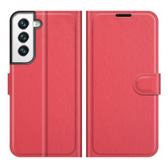 Stoßfeste Litchi-Textur PU-Leder-Brieftaschenhülle Magnetverschluss Schutzständer Flip-Telefonabdeckung Für Samsung Galaxy S22 5G 