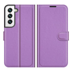 Stoßfeste Litchi-Textur PU-Leder-Brieftaschenhülle Magnetverschluss Schutzständer Flip-Telefonabdeckung Für Samsung Galaxy S22 5G 