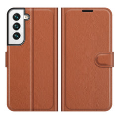 Stoßfeste Litchi-Textur PU-Leder-Brieftaschenhülle Magnetverschluss Schutzständer Flip-Telefonabdeckung Für Samsung Galaxy S22 5G 