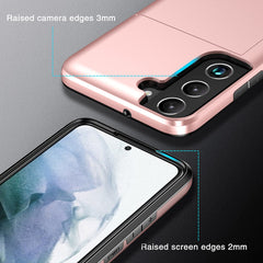 Für Samsung Galaxy S22 5G Slide Card Holder Anti-Drop-Smartphone-Hülle Leichte, schlanke, stilvolle PC + TPU-Hybrid-Telefonabdeckung 