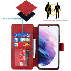 Vintage Texture Matte PU Leather Folio Flip Stand Case RFID Blocking Magnetic Wallet Cover for Samsung Galaxy S22 5G