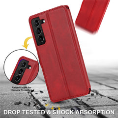 Vintage Texture Matte PU Leather Folio Flip Stand Case RFID Blocking Magnetic Wallet Cover for Samsung Galaxy S22 5G