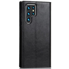 For Samsung Galaxy S22 Ultra 5G Crazy Horse Texture Genuine Leather + TPU Phone Case Cover with Stand Wallet