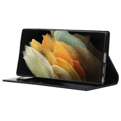 For Samsung Galaxy S22 Ultra 5G Crazy Horse Texture Genuine Leather + TPU Phone Case Cover with Stand Wallet