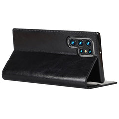 For Samsung Galaxy S22 Ultra 5G Crazy Horse Texture Genuine Leather + TPU Phone Case Cover with Stand Wallet