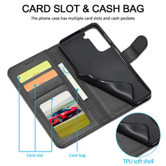 LC.IMEEKE Fallschutz Texturierte Brieftasche PU-Leder Flip Folio Stand Case Handyhülle Cover für Samsung Galaxy S22 5G 