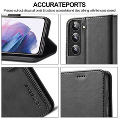 LC.IMEEKE Fallschutz Texturierte Brieftasche PU-Leder Flip Folio Stand Case Handyhülle Cover für Samsung Galaxy S22 5G 