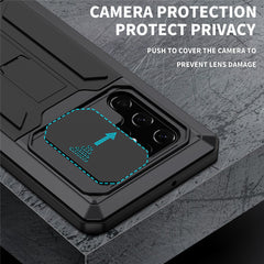 R-JUST 2nd Generation for Samsung Galaxy S22 Ultra 5G Phone Case Sliding Camera Cover Anti-drop Phone Cover Kickstand with Built-in Tempered Glass Screen Protector